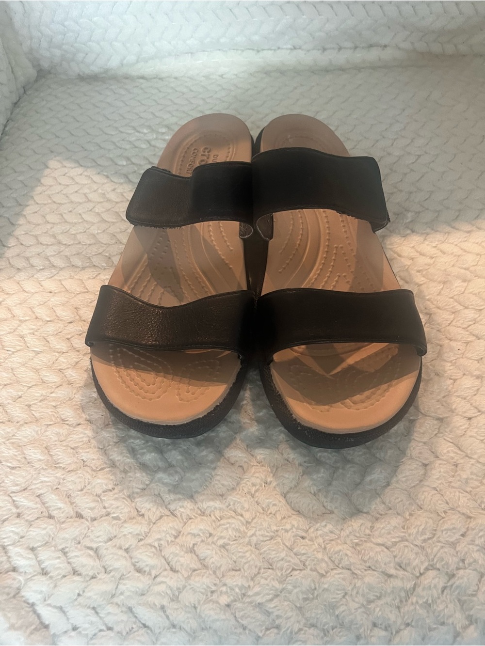 CROCS Women's Black Double-Strap Comfort Sandals Size 7